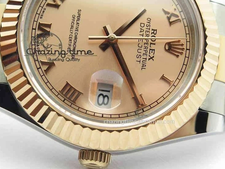 MiroTime 1218 Sleek DateJust II 41mm SS RG BP Maker Best Edition RG Roman Dial On SS RG Bracelet SA 3711